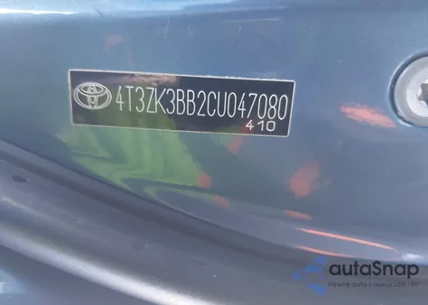 2012 Toyota Venza Xle V6 z USA, uszkodzony, nr VIN 4T3ZK3BB2CU047080